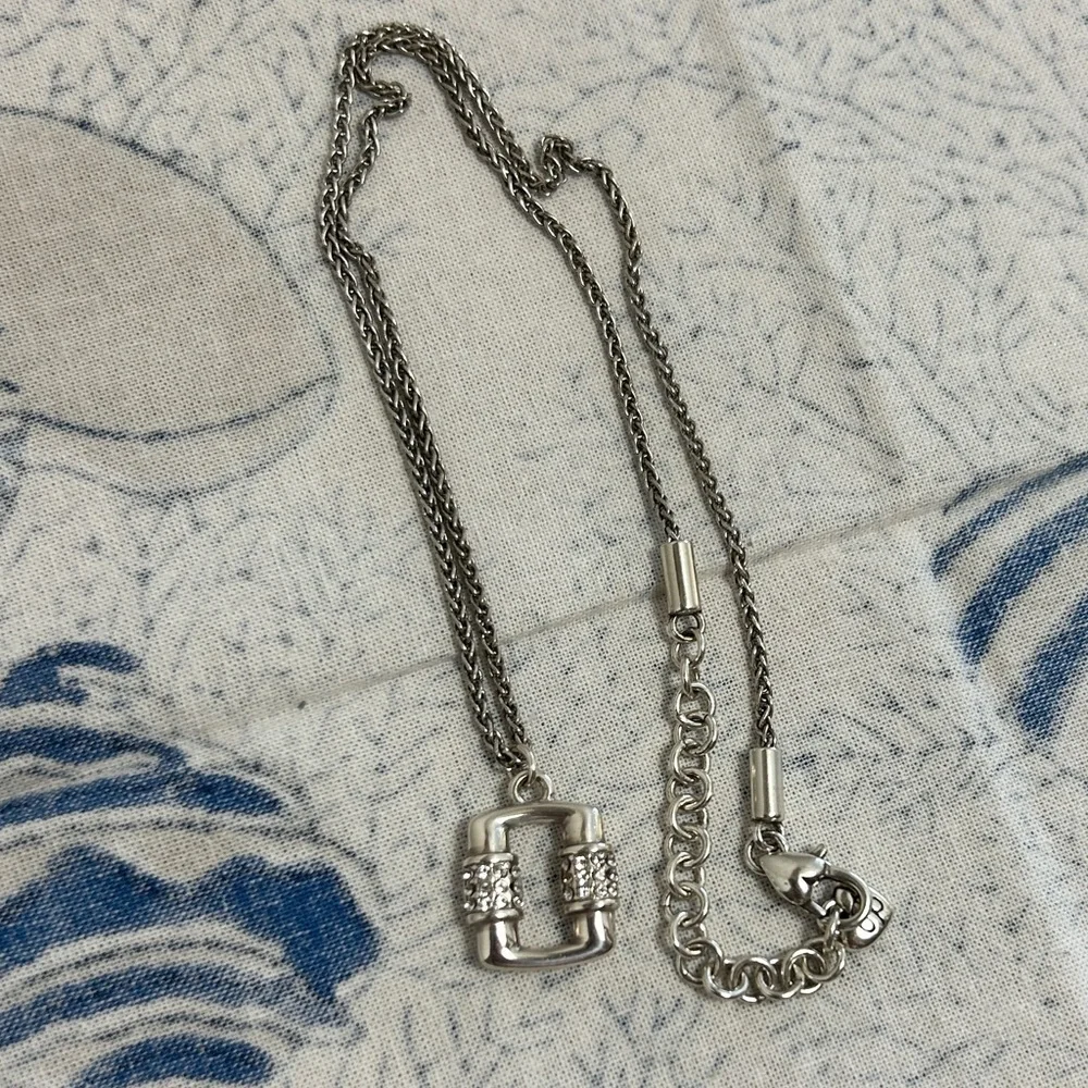 Brighton Meridian Linx Petite Necklace 18”Silver Plated Crystals & Cloth Bag